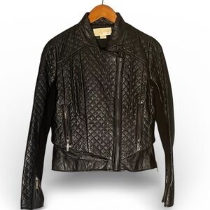 Michael Kors Black Quilted Leather Jacket NWOT